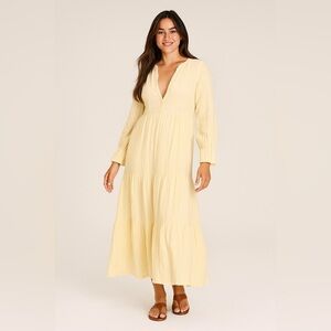 Able Jane Maxi Dress Granny Prairie 3/4 Sleeve Pockets Tiered Cottagecore Lined